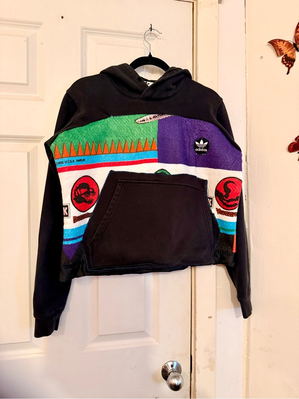“Whimsical Wearable Art” Adidas hoodie, by Willows Whimsywearco.